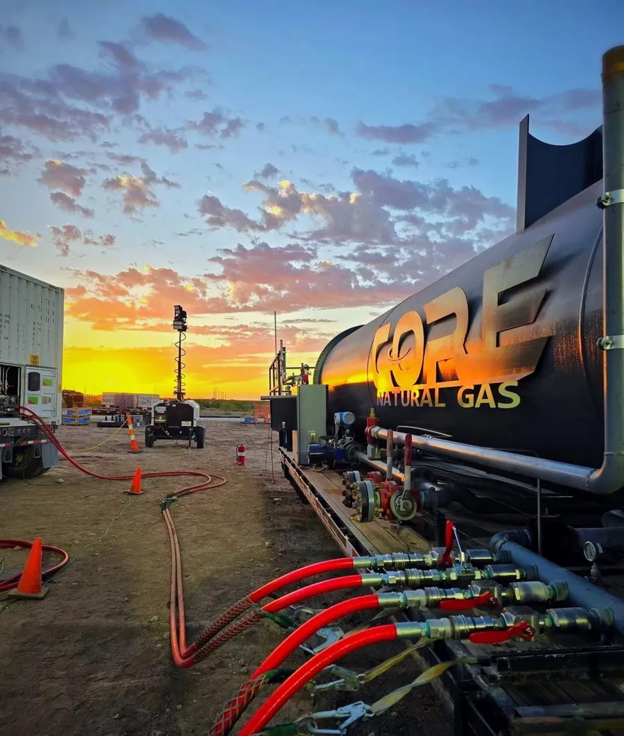 CORE Natural Gas CNG trailer connected on site